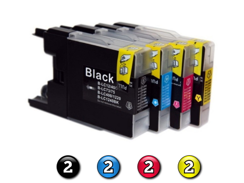 8 Pack Combo Compatible Brother LC73 (2BK/2C/2M/2Y) ink cartridges